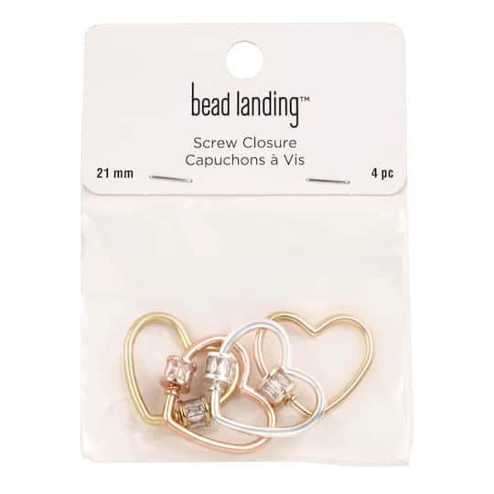 21mm Mixed Heart-Shaped Screw Closures, 4ct. by Bead Landing&#x2122;